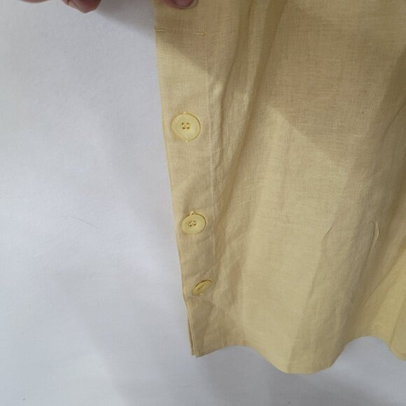 Studio Ease Dress Womens 14 Linen Rayon Short Sleeve Maxi Pockets Side Buttons - Picture 5 of 13